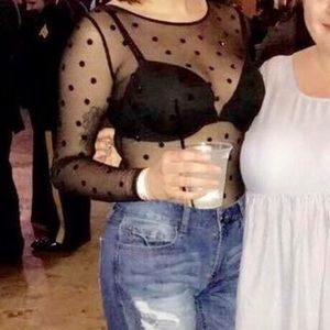 Sequin polka dot mesh body suit